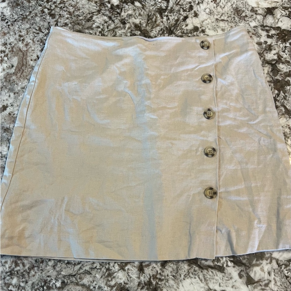 Loft Skirt Beige Tan Button Front Linen Viscose Women's Size 10 Medium Large
Bbc